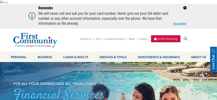 Screenshot First Community Credit Union