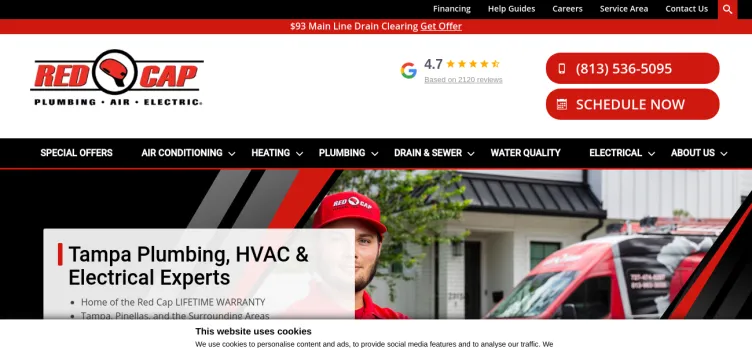 Screenshot Red Cap Plumbing & Air