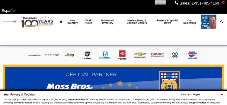 Screenshot Moss Bros Chrysler Dodge Jeep Ram San Bernardino