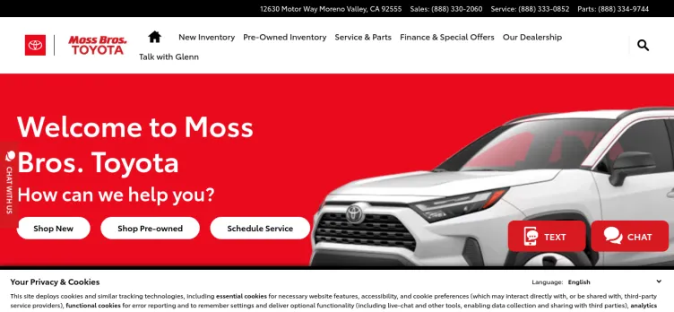 Screenshot Moss Bros. Toyota