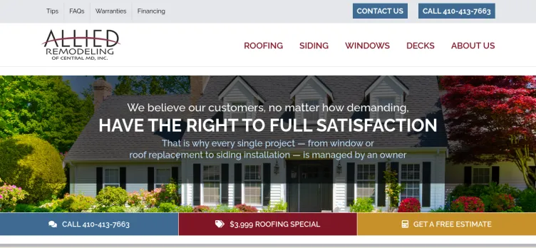 Screenshot Allied Remodeling of Central Maryland