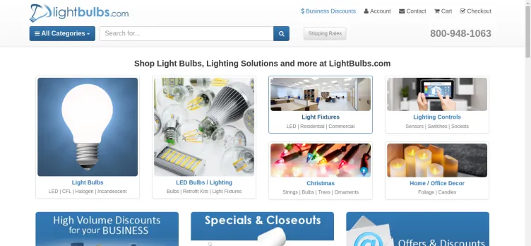 Screenshot LightBulbs.com