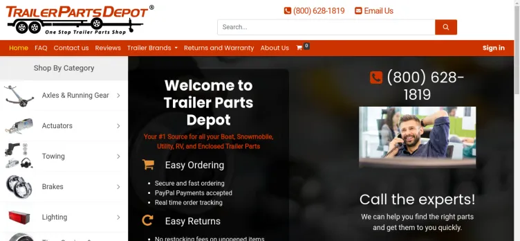 Screenshot Trailer Parts Depot