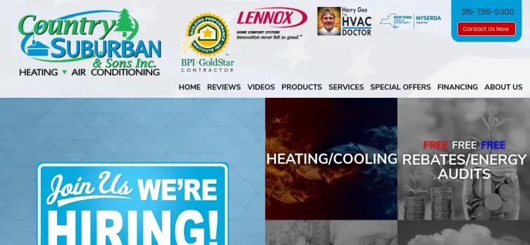 Screenshot Country Suburban Heating & Air Conditioning & Sons