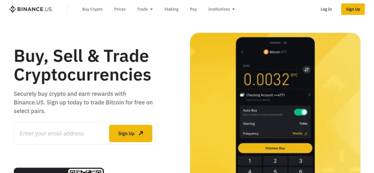 Screenshot Binance.US