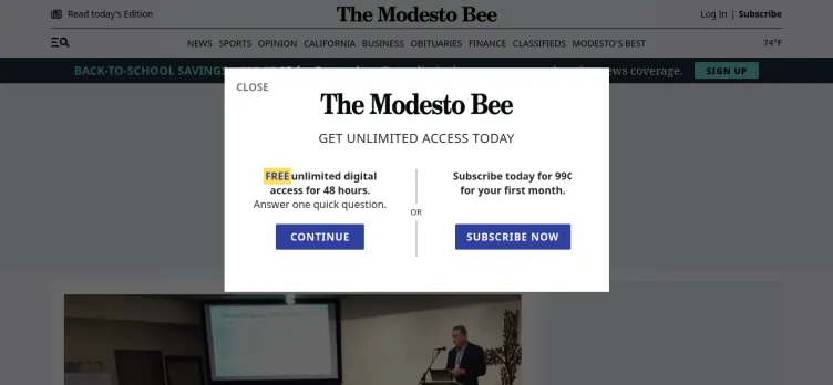 Screenshot Modesto Bee