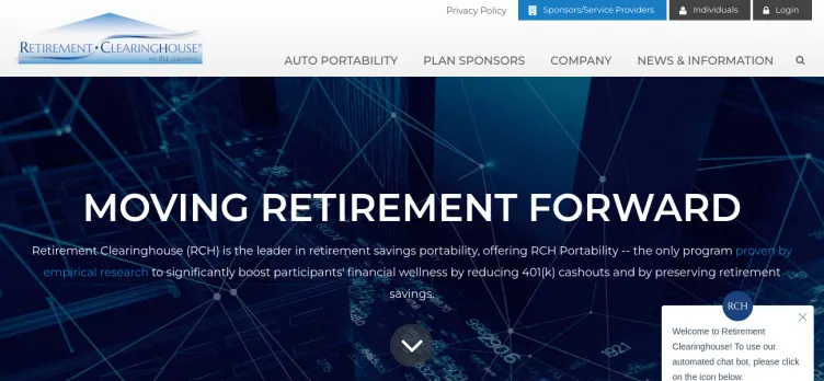 Screenshot Retirement Clearinghouse