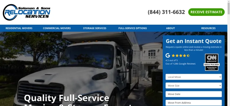 Screenshot Solomon and Sons Relocation Service