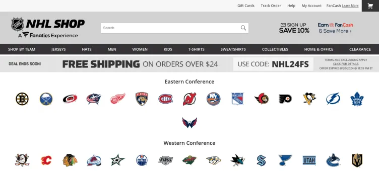 Screenshot NHLSHOP.com