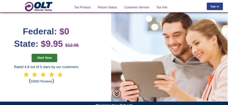 Screenshot On-Line Taxes