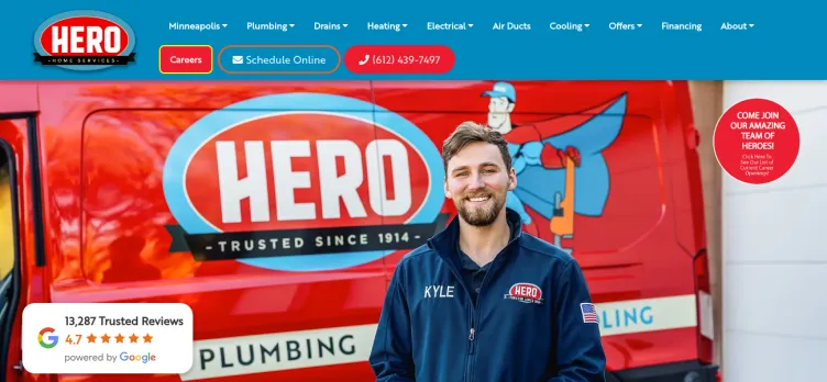 Screenshot Hero Plumbing, Heating, Cooling, Drains & Electrical