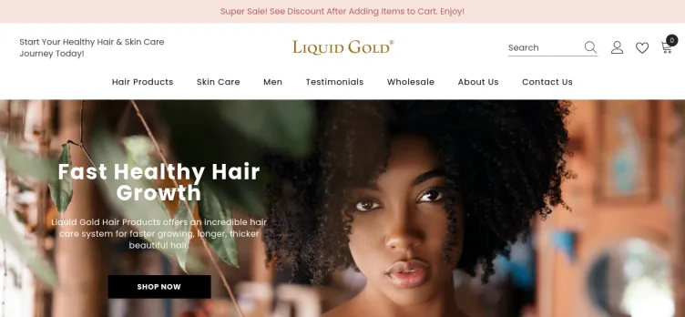 Screenshot Liquid Gold Hair Products