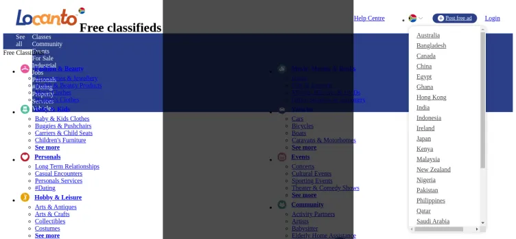 Screenshot Locanto.co.za