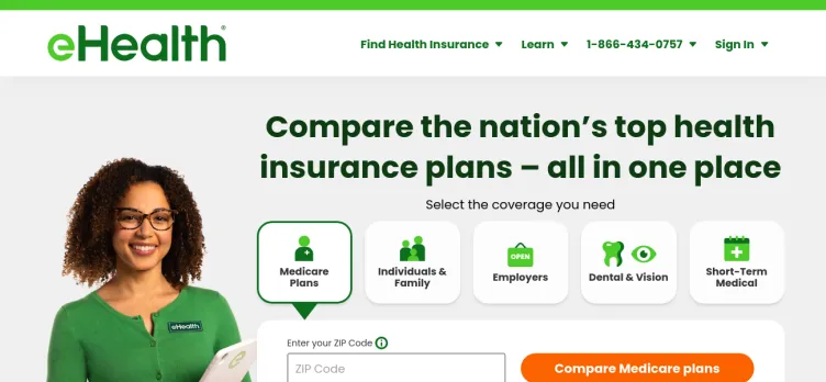 Screenshot eHealthInsurance Services