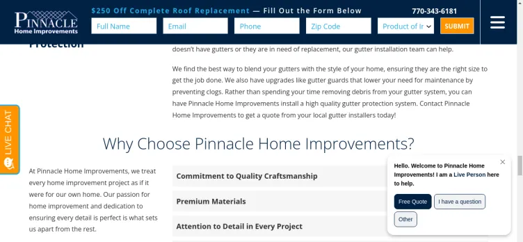 Screenshot Pinnacle Home Improvements