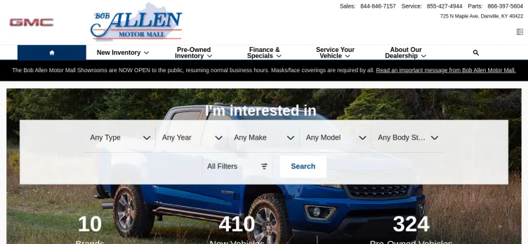 Screenshot Bob Allen Motor Mall