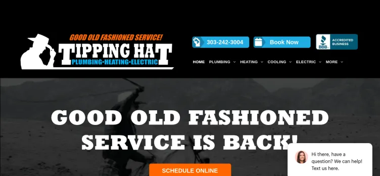 Screenshot Tipping Hat Plumbing, Heating & Electric