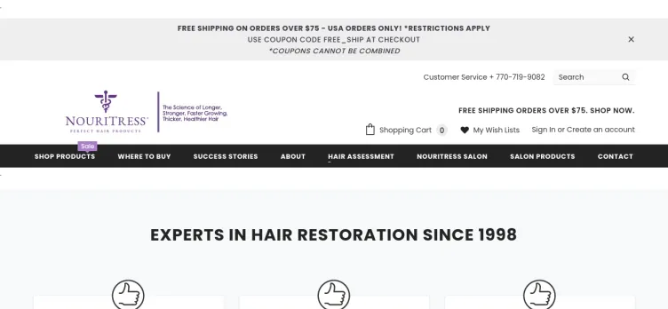 Screenshot NouriTress Hair Products