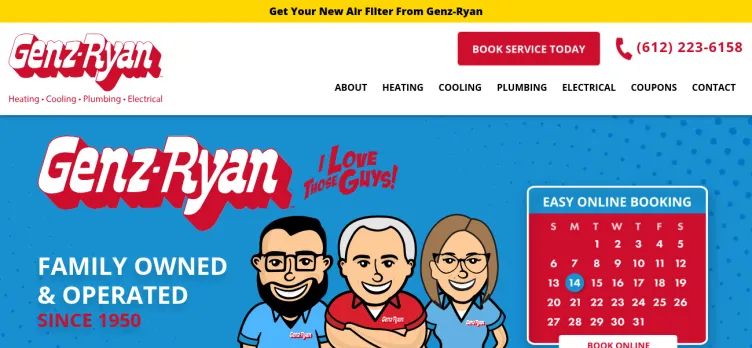 Screenshot Genz-Ryan Plumbing & Heating Company