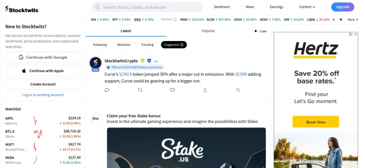 Screenshot StockTwits
