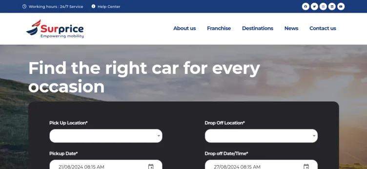 Screenshot Surprice Car Rentals