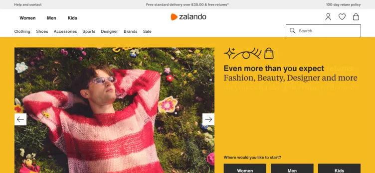 Screenshot Zalando UK