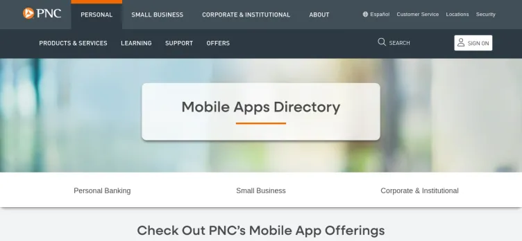 Screenshot PNC Mobile Banking