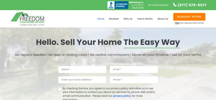 Screenshot Freedom Cash Home Buyers