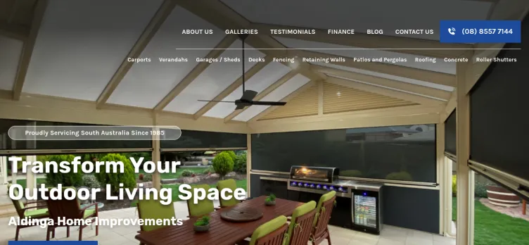 Screenshot Aldingahomeimprovements.com.au