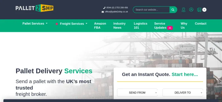 Screenshot Pallet2ship UK