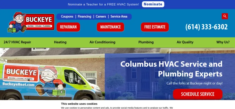 Screenshot Buckeye Heating, Cooling & Plumbing