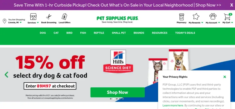 Screenshot Pet Supplies Plus