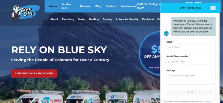 Screenshot Blue Sky Plumbing & Heating