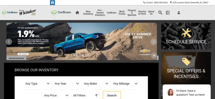 Screenshot Kevin Whitaker Chevrolet Cadillac