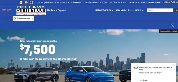 Screenshot Bellamy Automotive Group