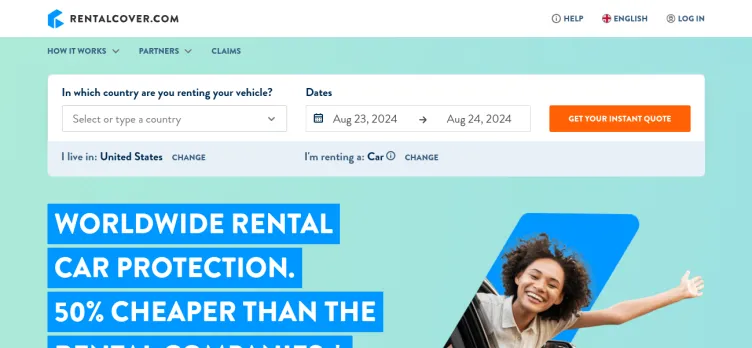 Screenshot RentalCover.com ? Save On Your Rental Car Insurance