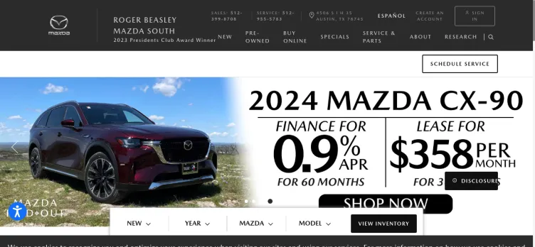 Screenshot Roger Beasley Mazda South