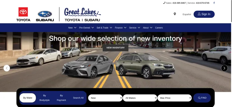 Screenshot Great Lakes Toyota-Subaru