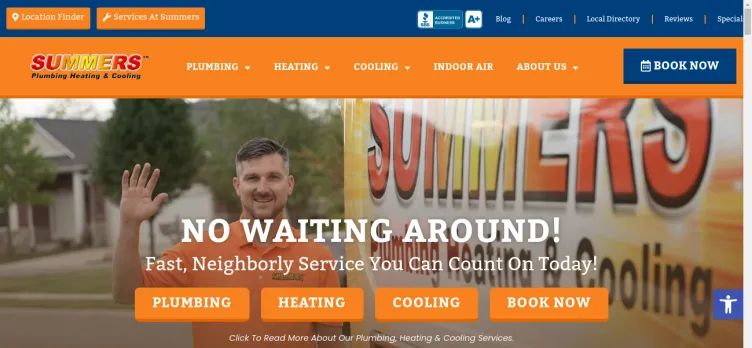 Screenshot Summers Plumbing, Heating & Cooling