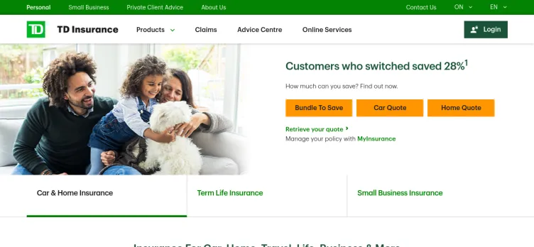 Screenshot TD Insurance