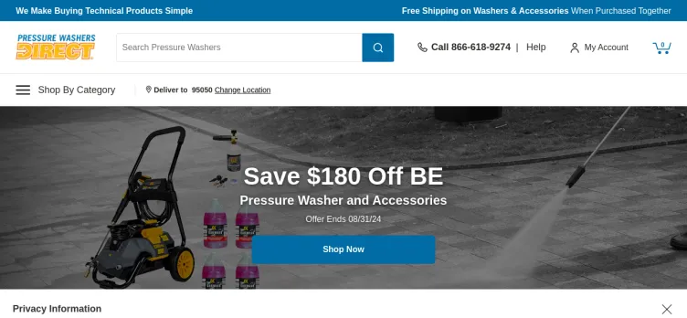 Screenshot Pressure washers direct