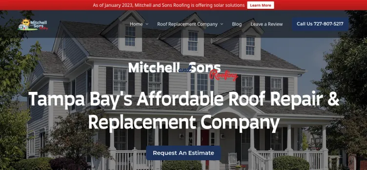 Screenshot Mitchell and Sons Roofing