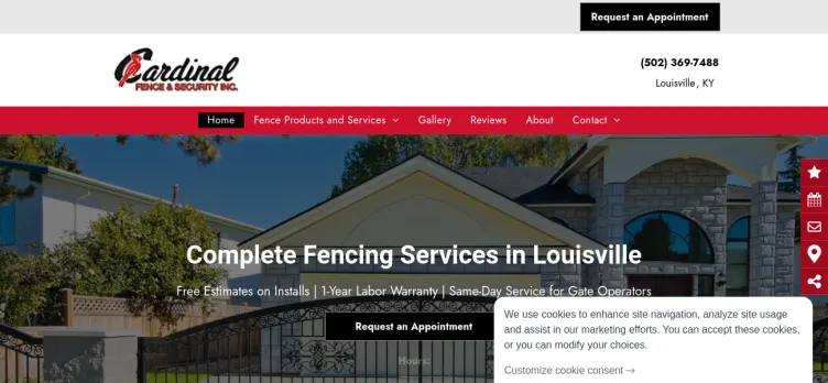 Screenshot Cardinal Fence & Security