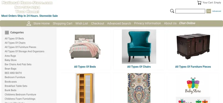 Screenshot NationalHomeStore.com