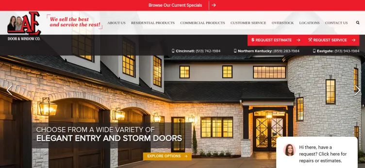 Screenshot A-E Door & Window Sales & Service