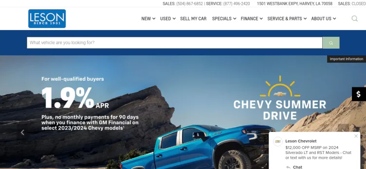 Screenshot Leson Chevrolet