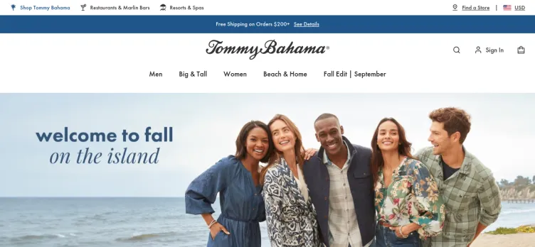 Screenshot Tommy Bahama