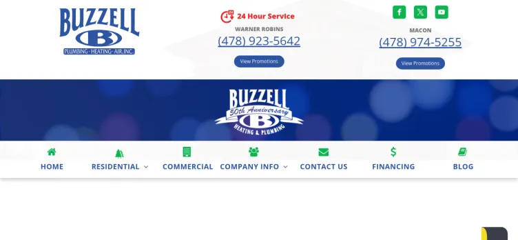 Screenshot Buzzell Plumbing, Heating & A/C