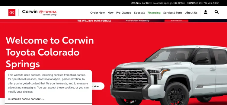 Screenshot Corwin Toyota Colorado Springs