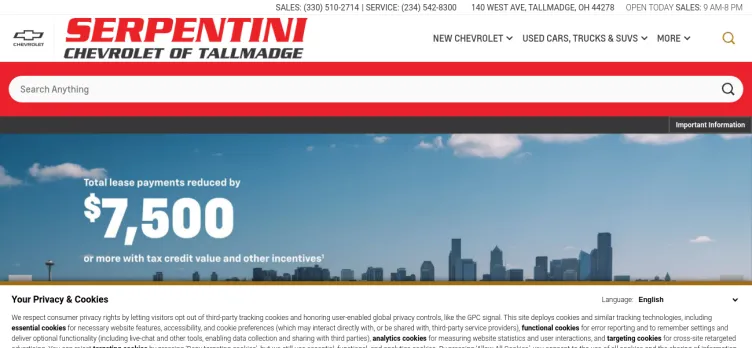 Screenshot Serpentini Chevrolet Tallmadge